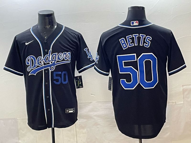 Men 2025 Nike Los Angeles Dodgers #50 Betts Black MLB Jersey style 005